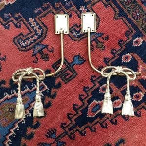 Vintage Brass Tassel Bow Curtain Tiebacks